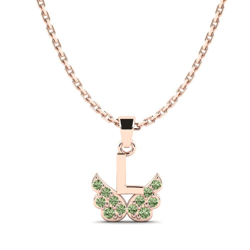 14k Oro Rosa Diamante Verde Colgante para Niño Establish - L