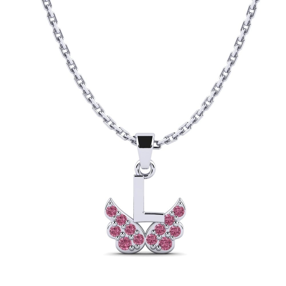 9ct White Gold Rhodolite Garnet Kid's Pendant Establish - L
