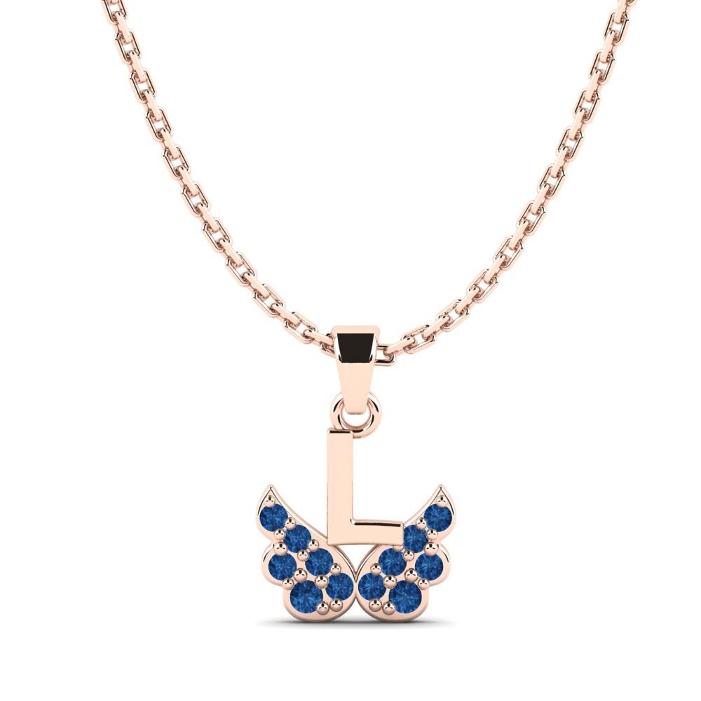 14ct Rose Gold Dark Blue Zirconia Kid's Pendant Establish - L