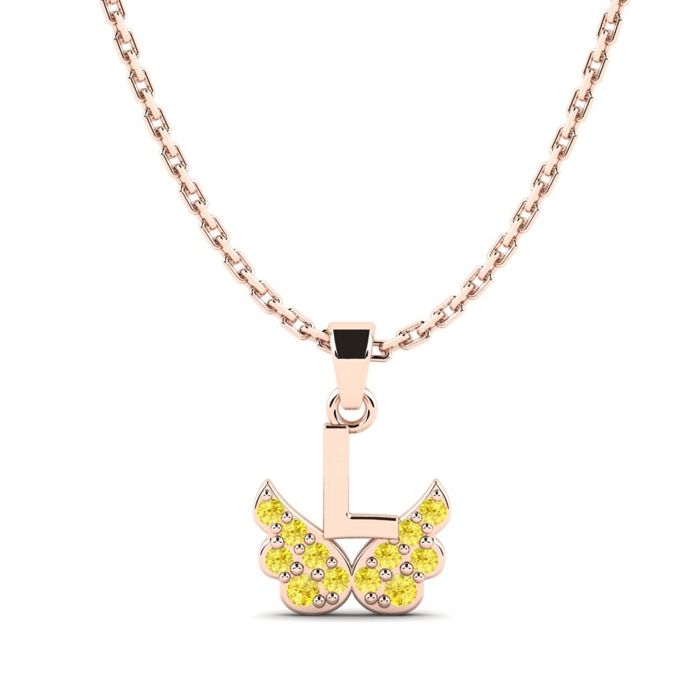 14ct Rose Gold Yellow Sapphire Kid's Pendant Establish - L