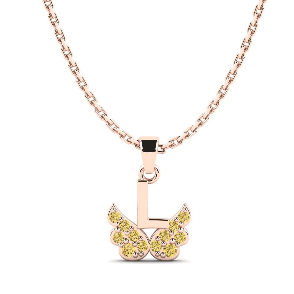 14k Oro Rosa Diamante Amarillo Colgante para Niño Establish - L