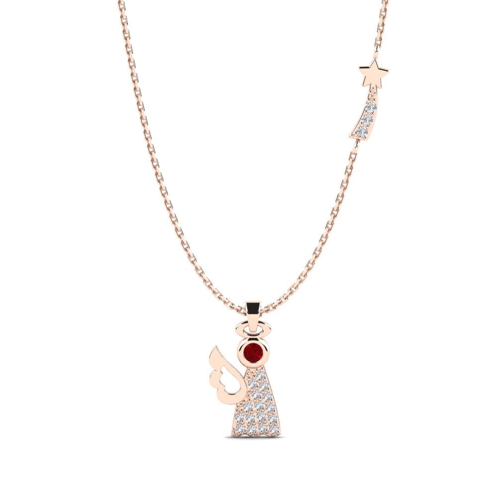 14k Oro Rosa Circonita Roja Collar para Niño Estimation