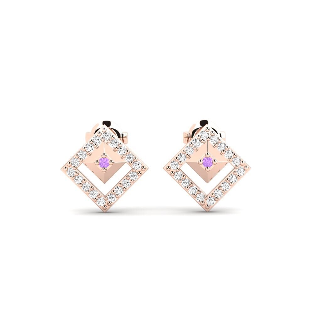 14ct Rose Gold Amethyst Women's Earring Obesum Mother