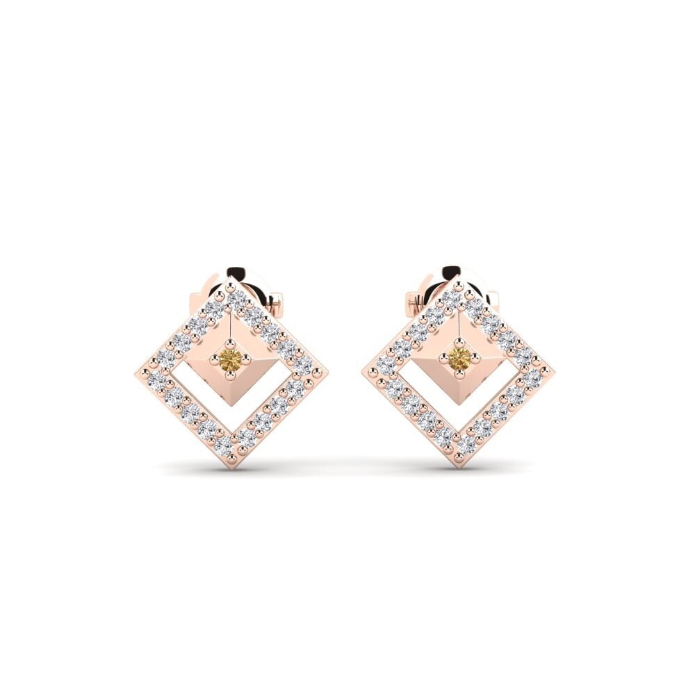 14ct Rose Gold Brown Diamond Women's Earring Obesum Mother