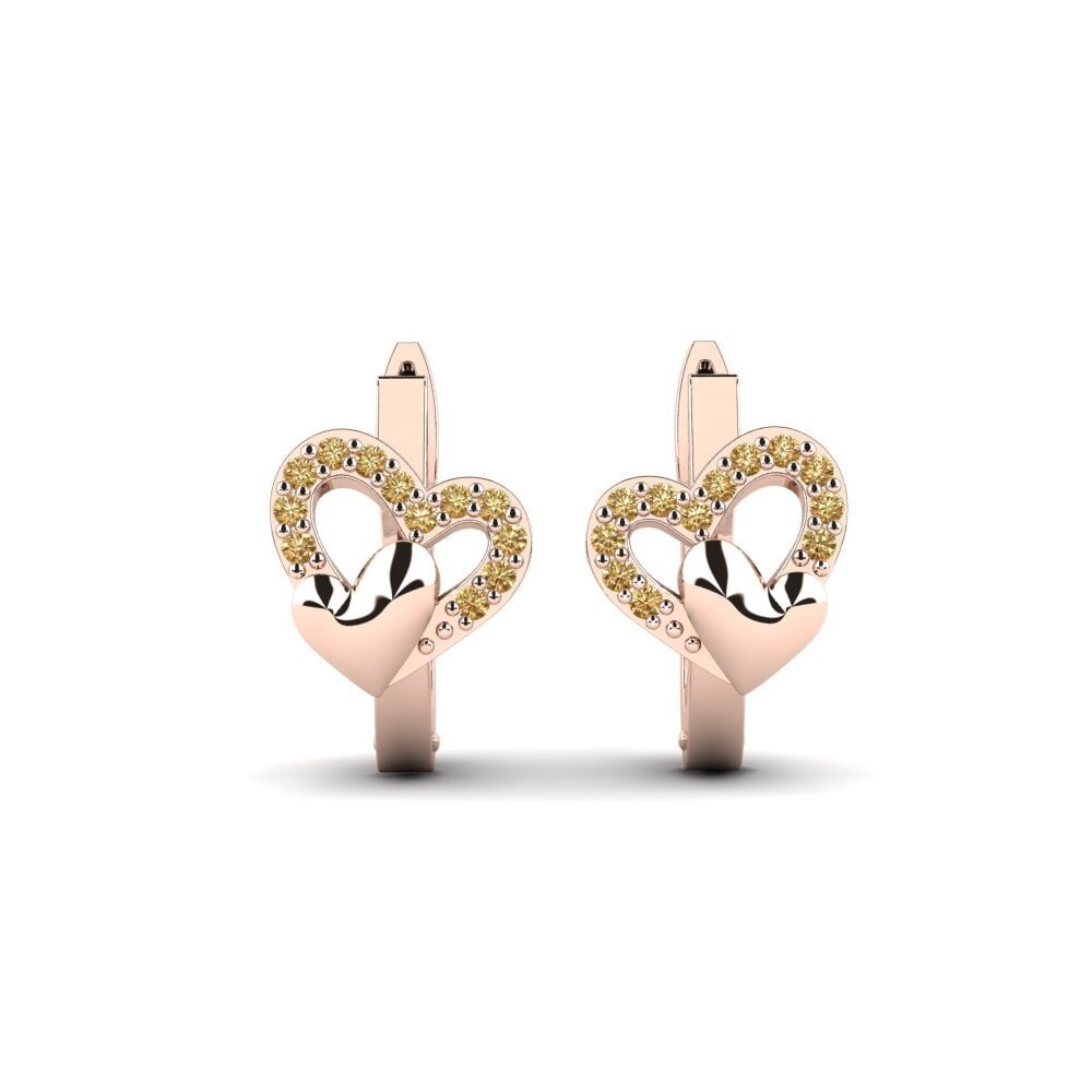 14ct Rose Gold Brown Diamond Women's Earring Oleander Mother