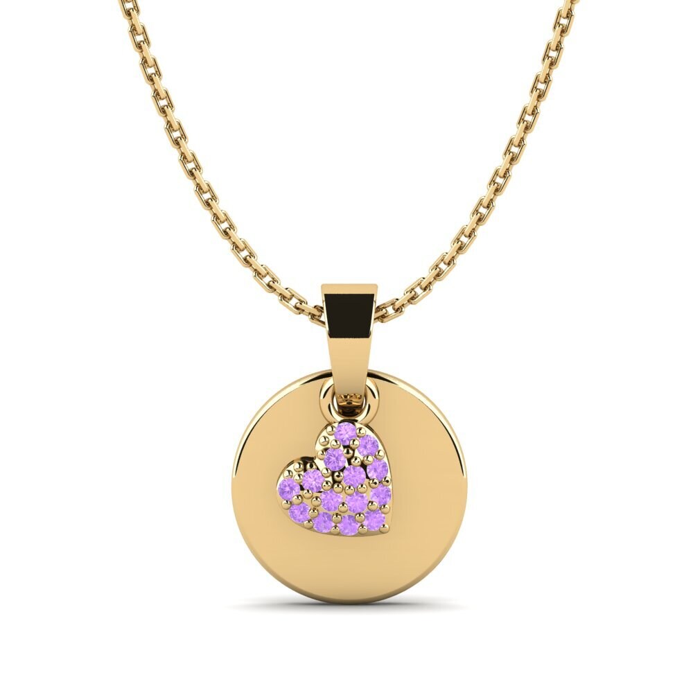 14k Oro Amarillo Amatista Colgante Parella Daughter