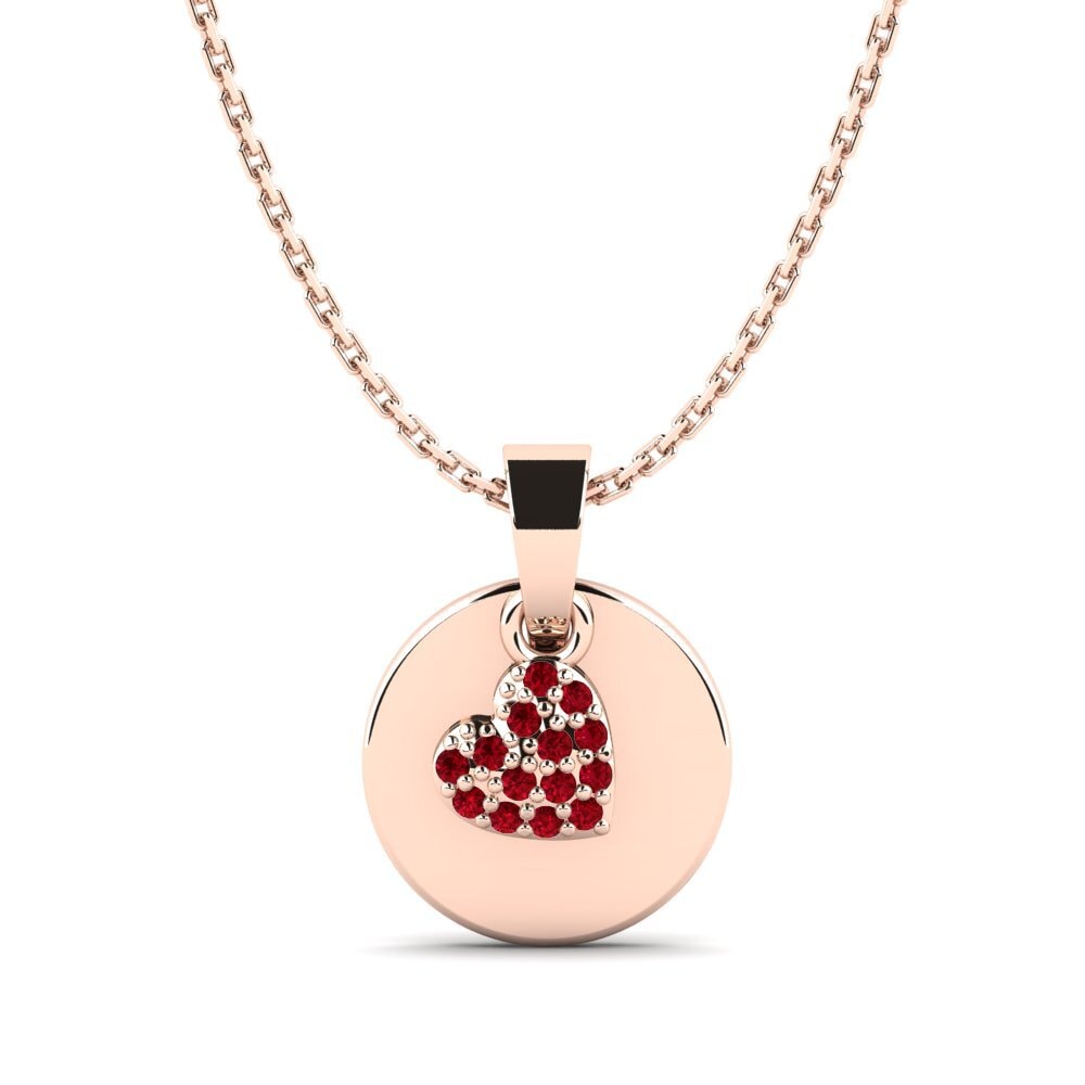 14k Oro Rosa Circonita Roja Colgante Parella Daughter