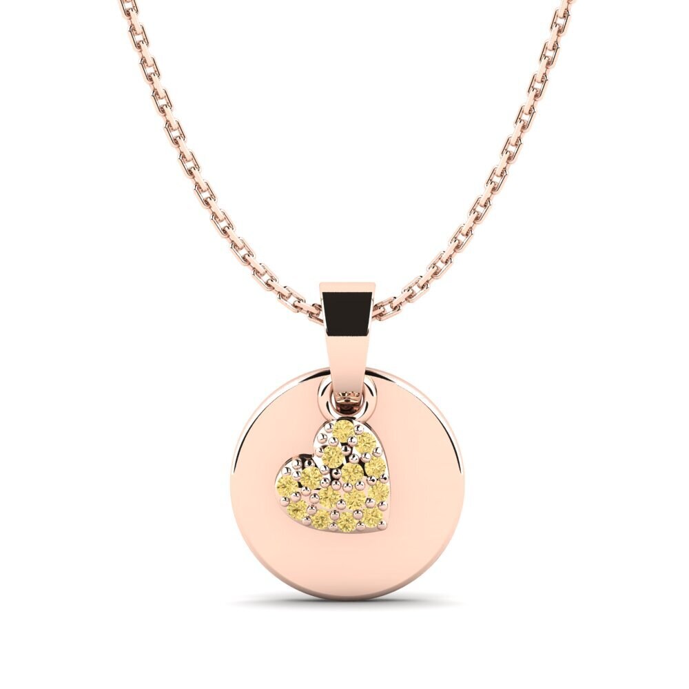 14k Oro Rosa Diamante Amarillo Colgante Parella Daughter