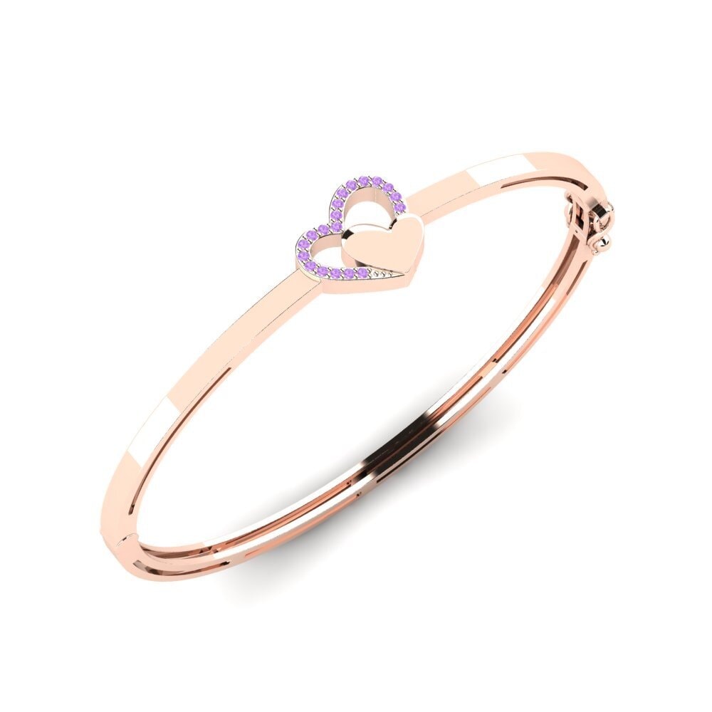 14ct Rose Gold Amethyst Women's Bangle Passiflora Mother