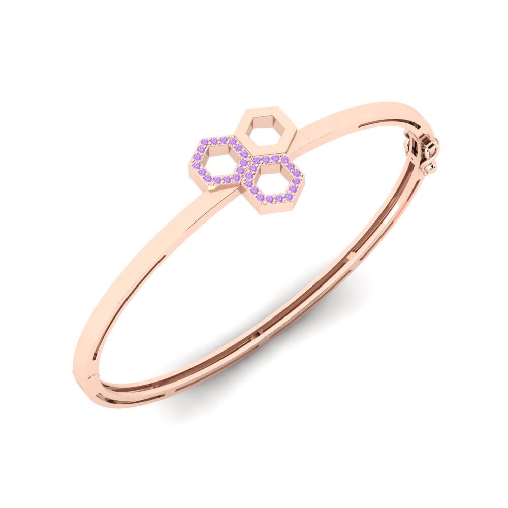 14ct Rose Gold Amethyst Women's Bangle Rainlily Mother