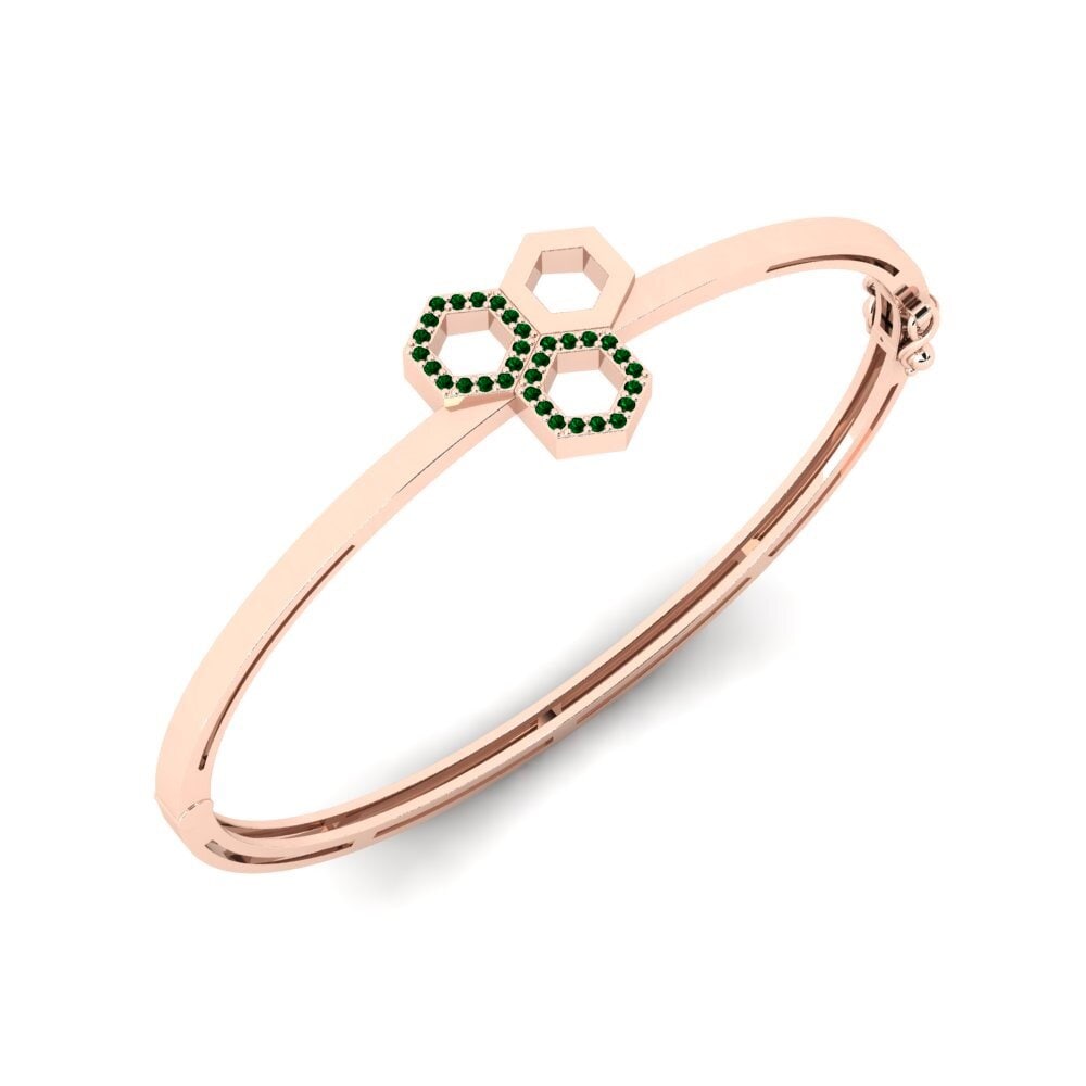 14ct Rose Gold Green Zirconia Women's Bangle Rainlily Mother