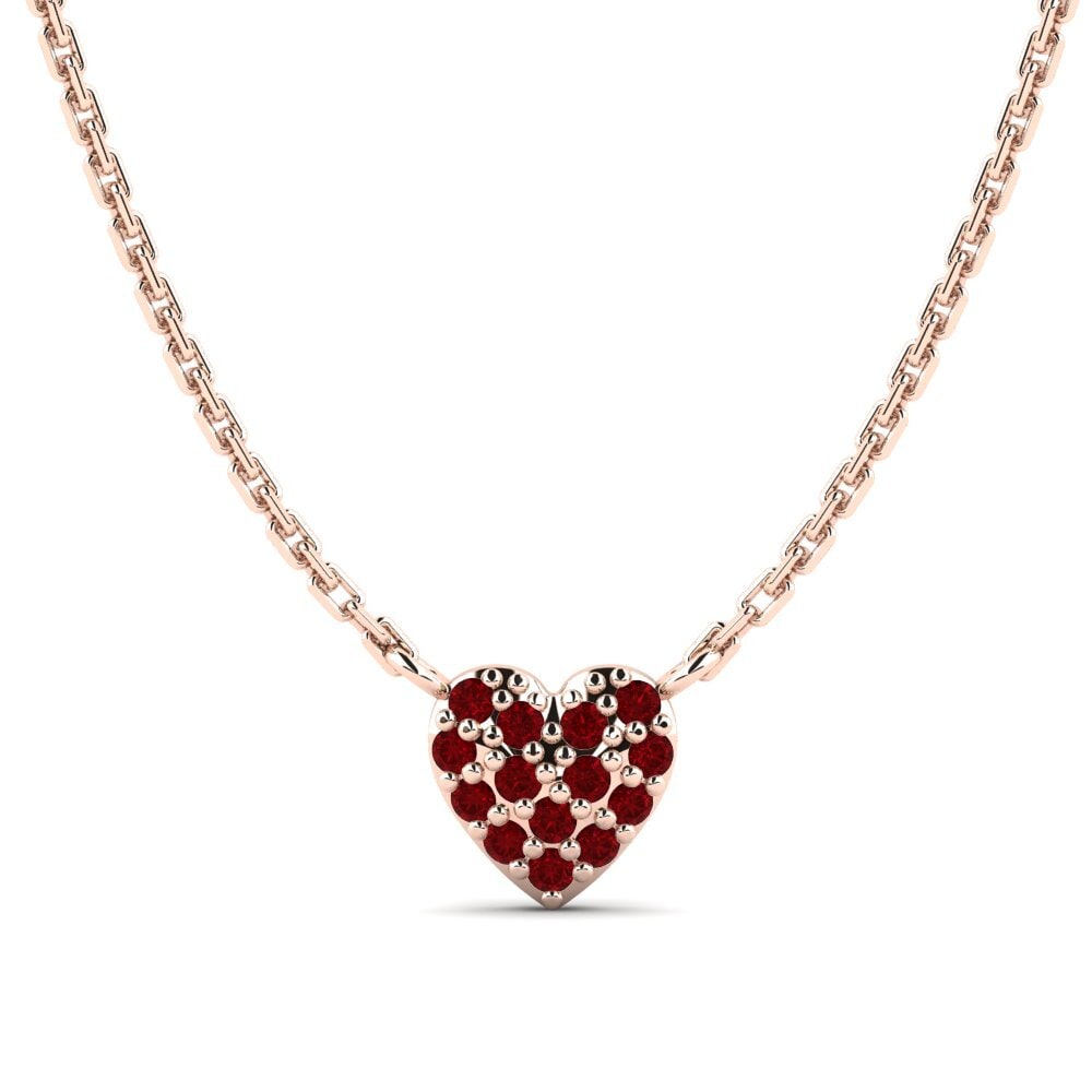 14k Oro Rosa Circonita Roja Collar Sinloe Daughter