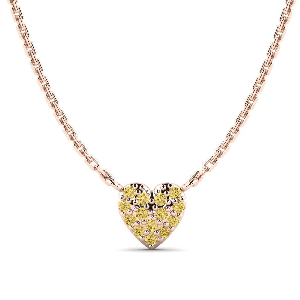 14k Oro Rosa Diamante Amarillo Collar Sinloe Daughter