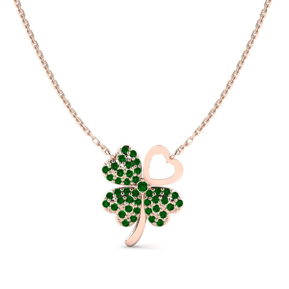 14ct Rose Gold Green Zirconia Women's Necklace Sinloe Mother