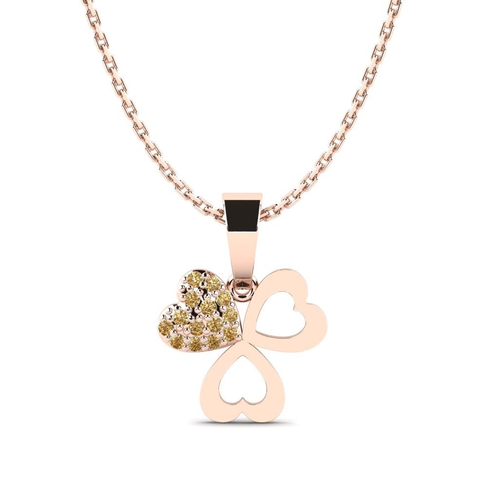 14ct Rose Gold Brown Diamond Women's Pendant Stanhopea Mother