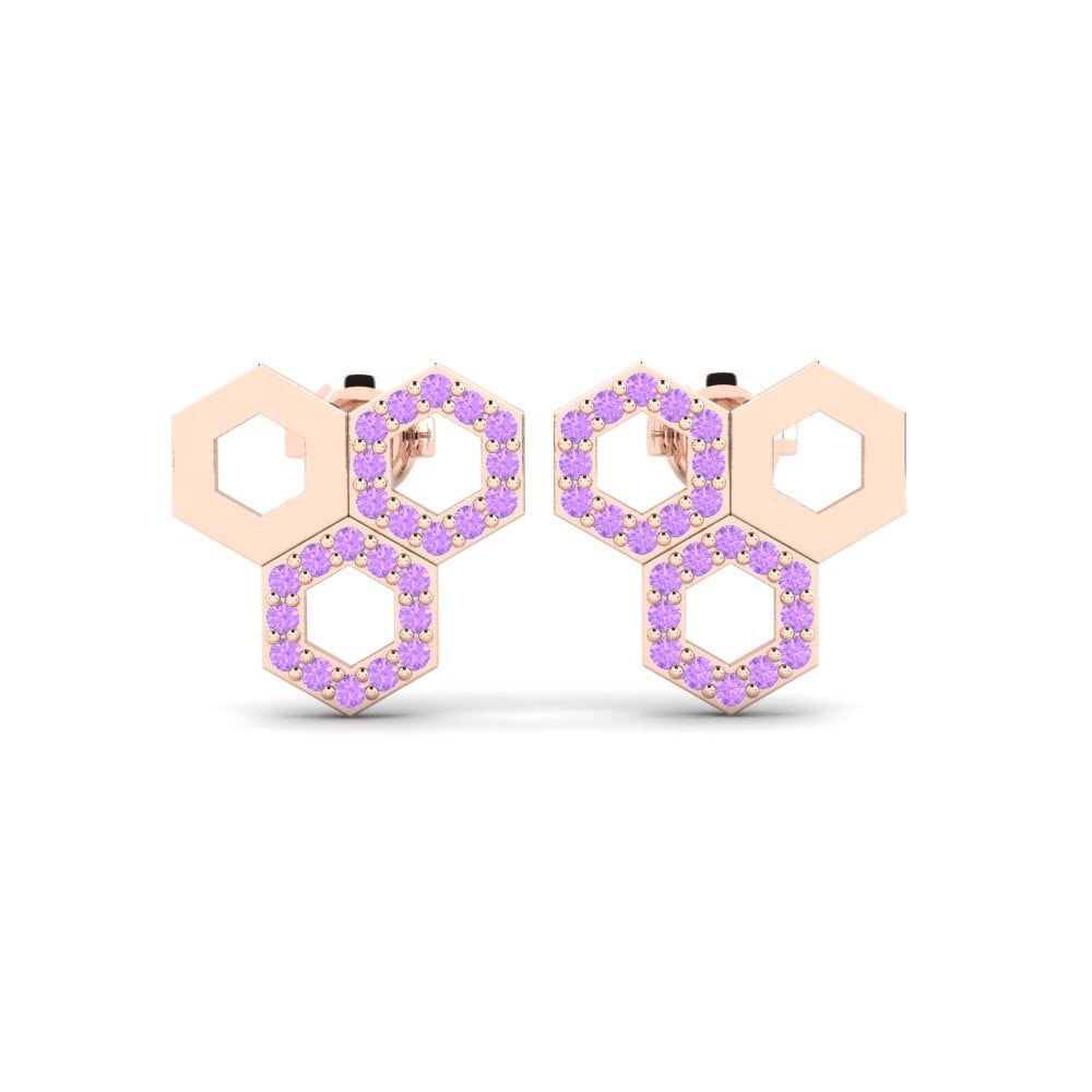 14ct Rose Gold Amethyst Women's Earring Violset Mother