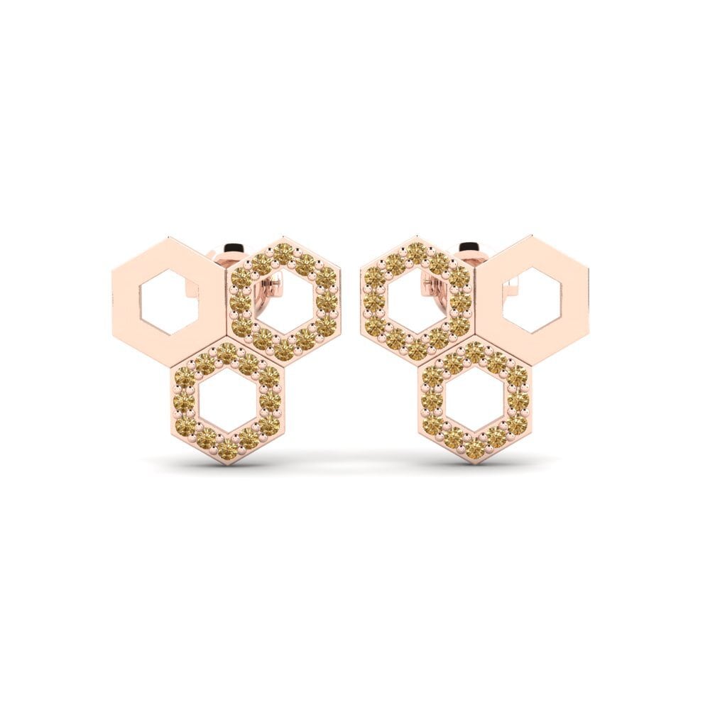 14ct Rose Gold Brown Diamond Women's Earring Violset Mother