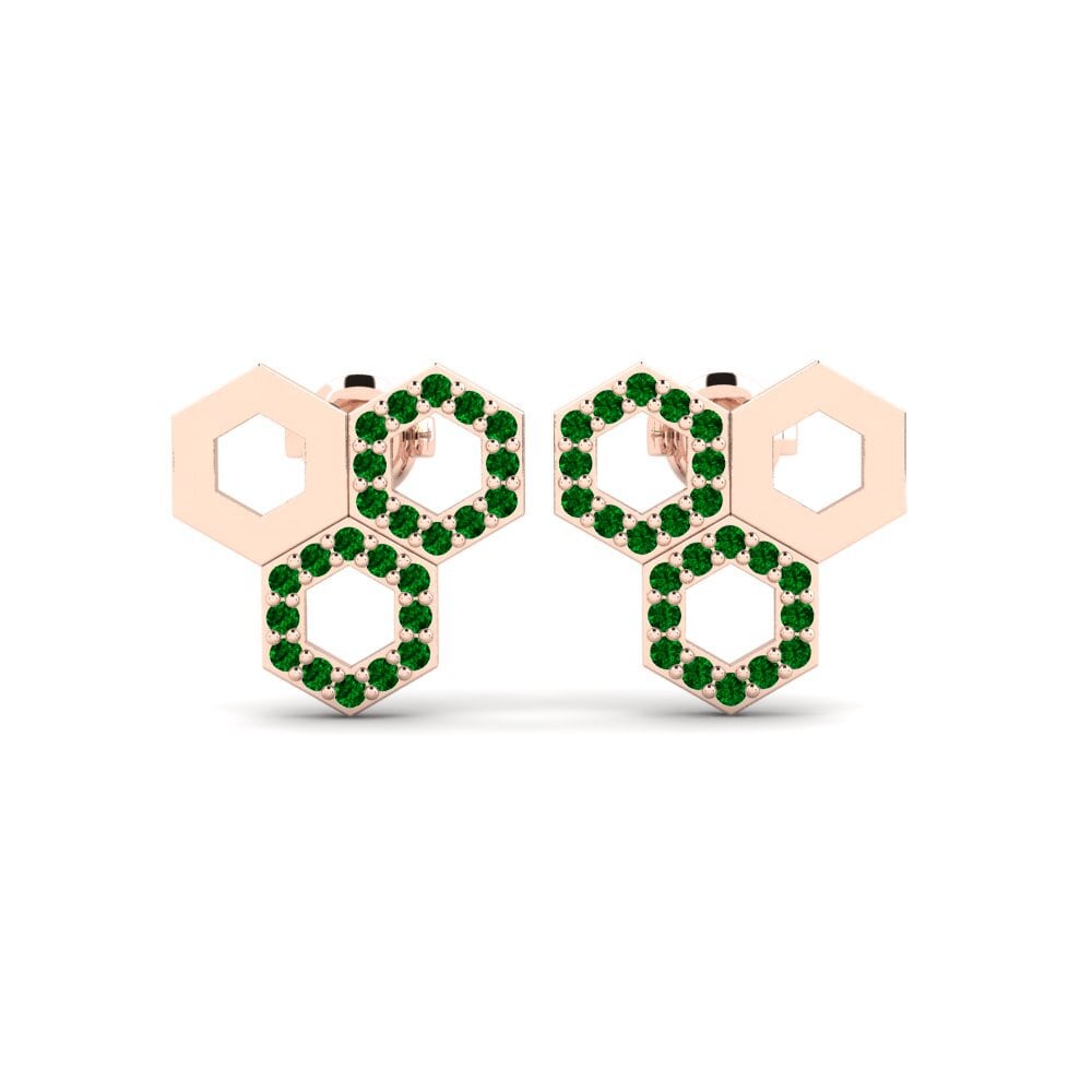 14ct Rose Gold Green Zirconia Women's Earring Violset Mother