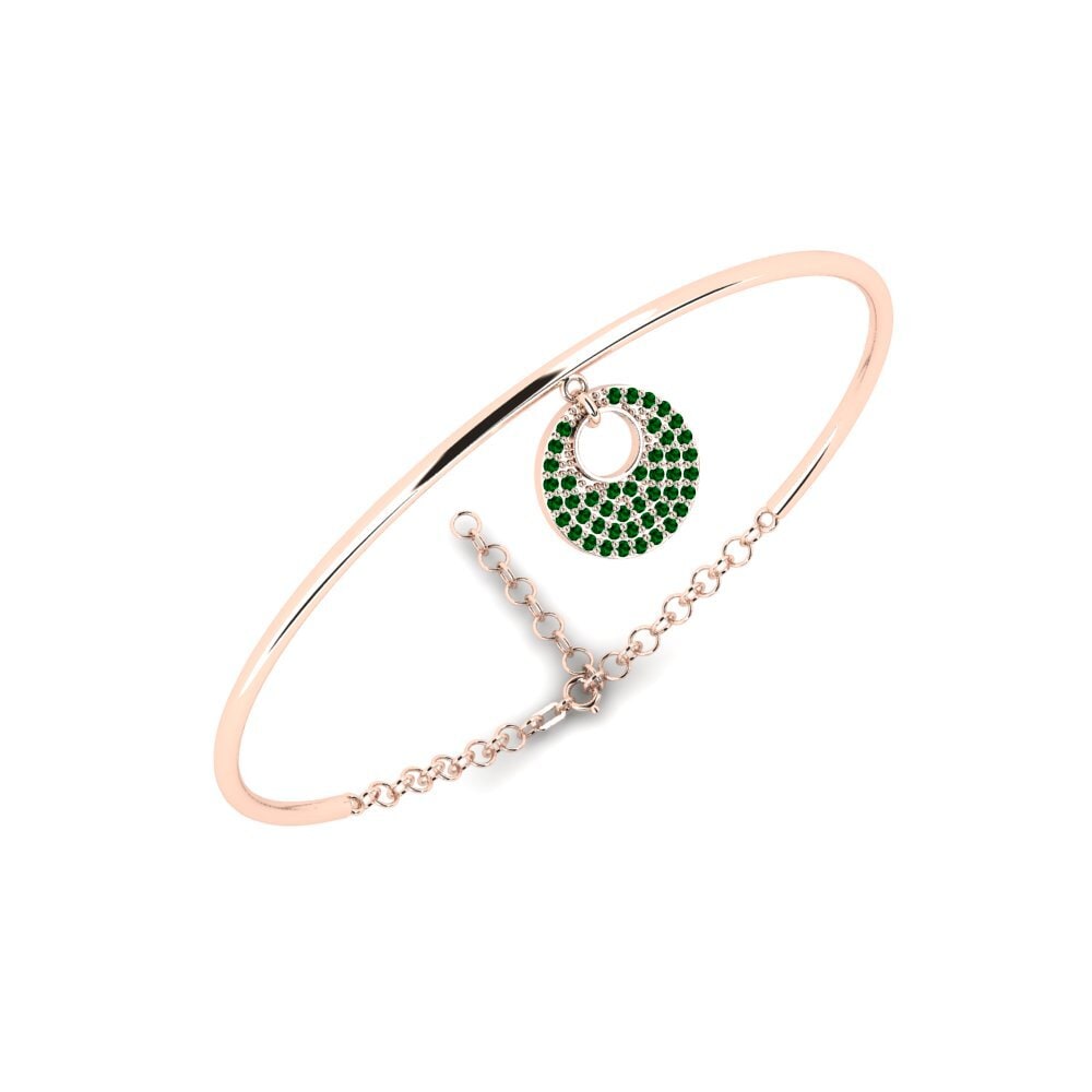14ct Rose Gold Green Zirconia Women's Bangle Visuayasa Mother