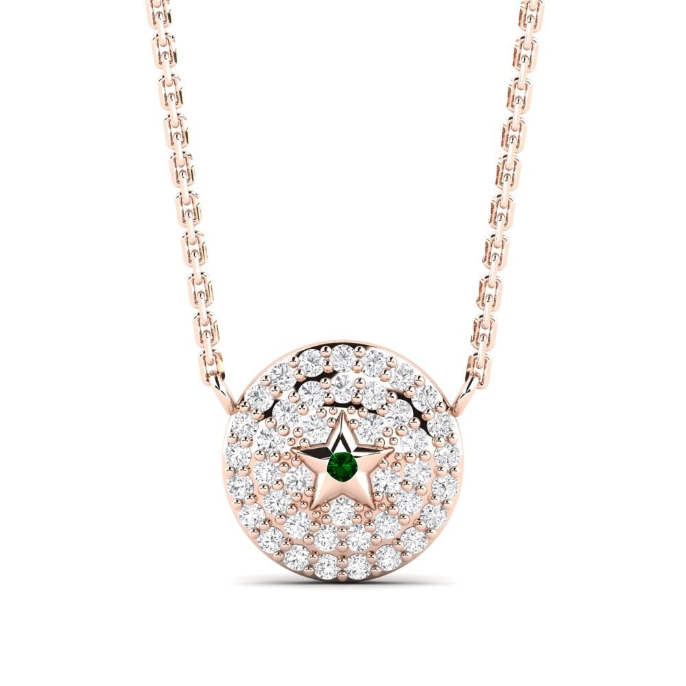 14ct Rose Gold Green Zirconia Necklace Zaufanie Daughter