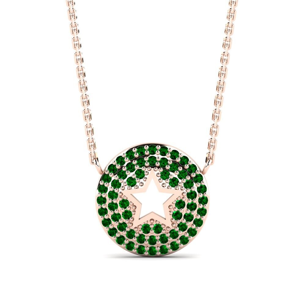 14ct Rose Gold Green Zirconia Women's Necklace Zaufanie Mother