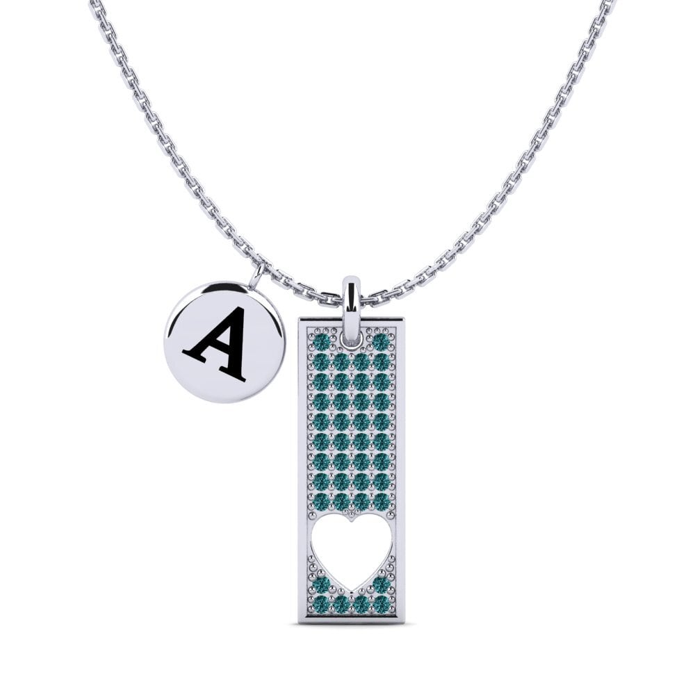 Weißgold 375 Blauer Diamant Damen halskette Aerides Mother