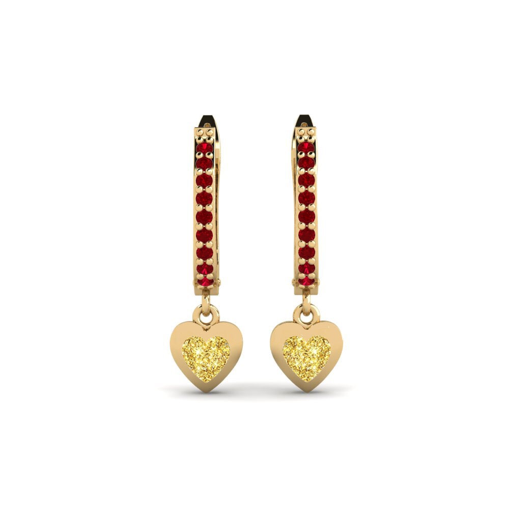 Boucles d'oreilles Zircone Rouge Cœur