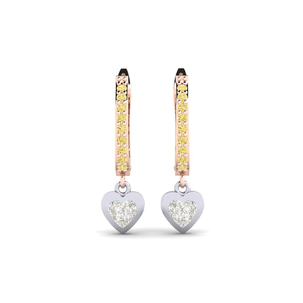 14ct Rose / White Gold Yellow Diamond Earring Aloevera Daughter