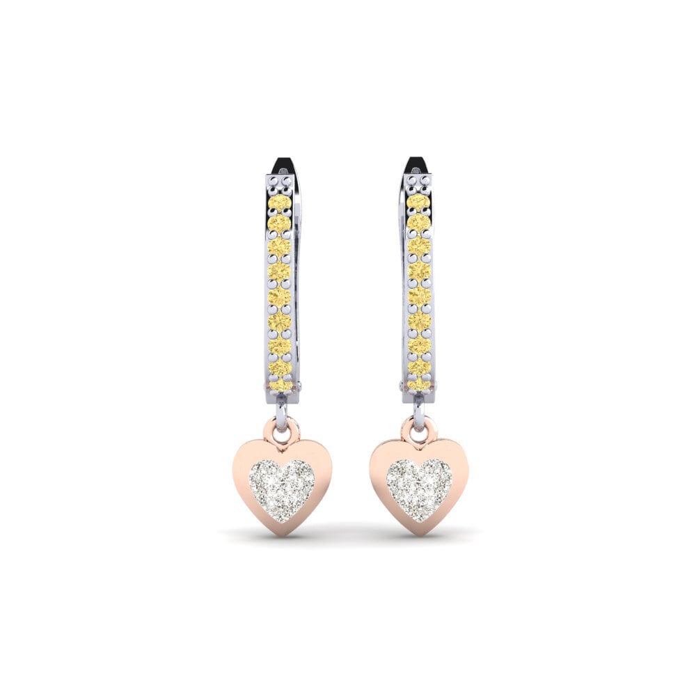 14ct White / Rose Gold Yellow Diamond Earring Aloevera Daughter