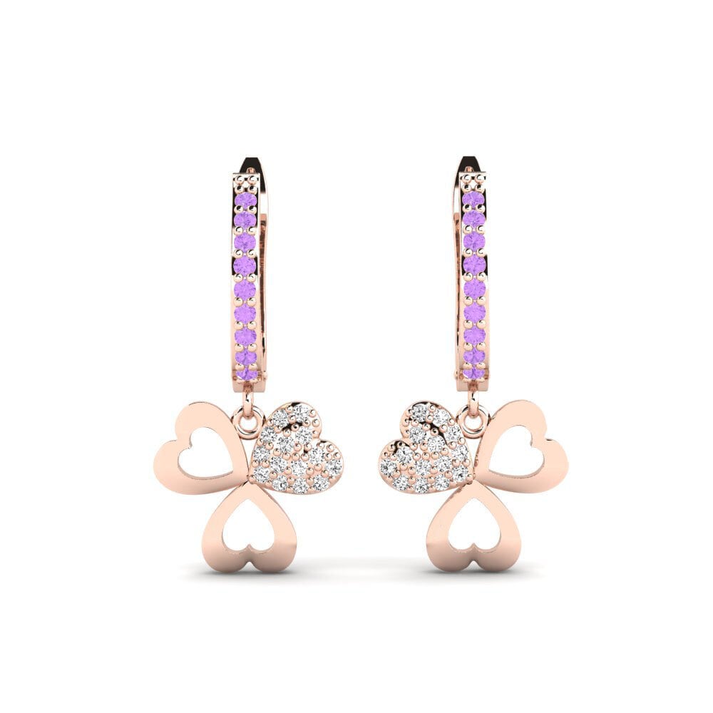 14ct Rose Gold Amethyst Women's Earring Aloevera Mother