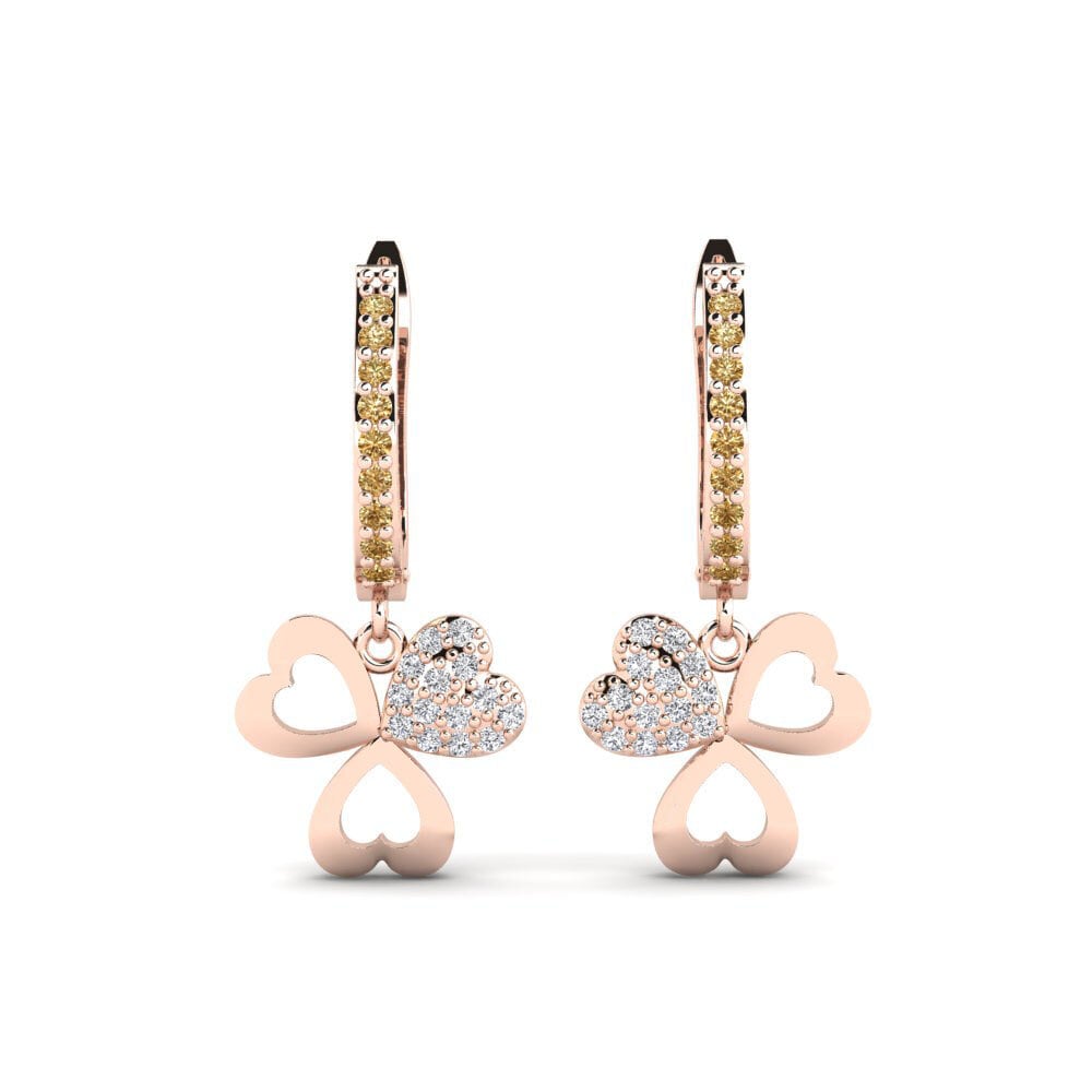 14ct Rose Gold Brown Diamond Women's Earring Aloevera Mother