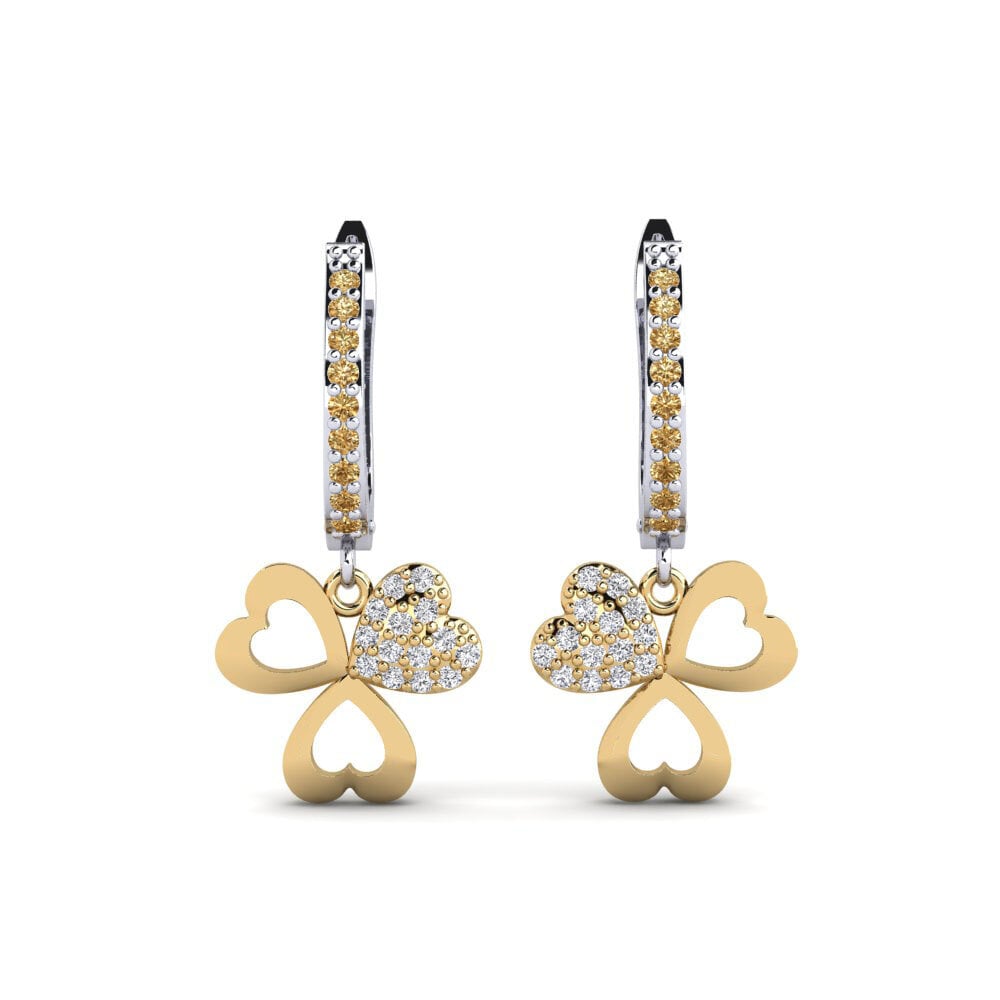 14ct White / Yellow Gold Brown Diamond Women's Earring Aloevera Mother