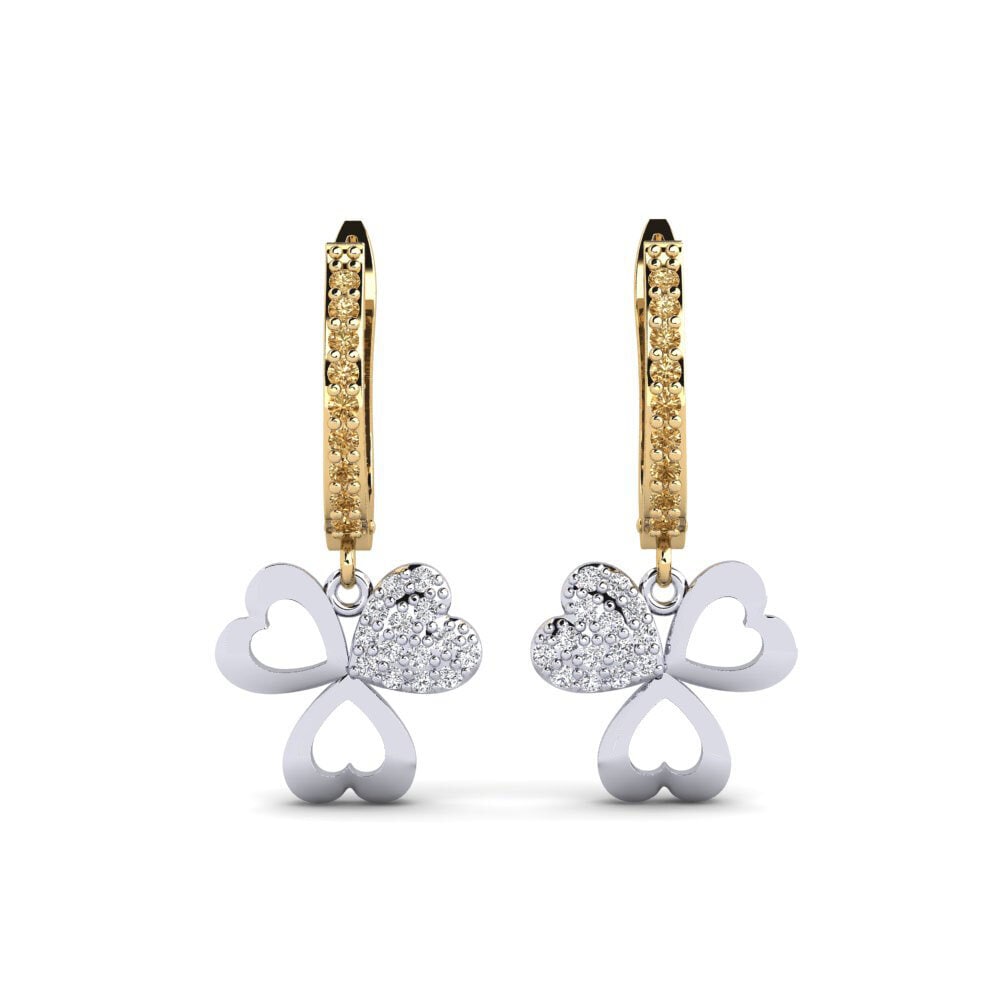 14ct Yellow / White Gold Brown Diamond Women's Earring Aloevera Mother
