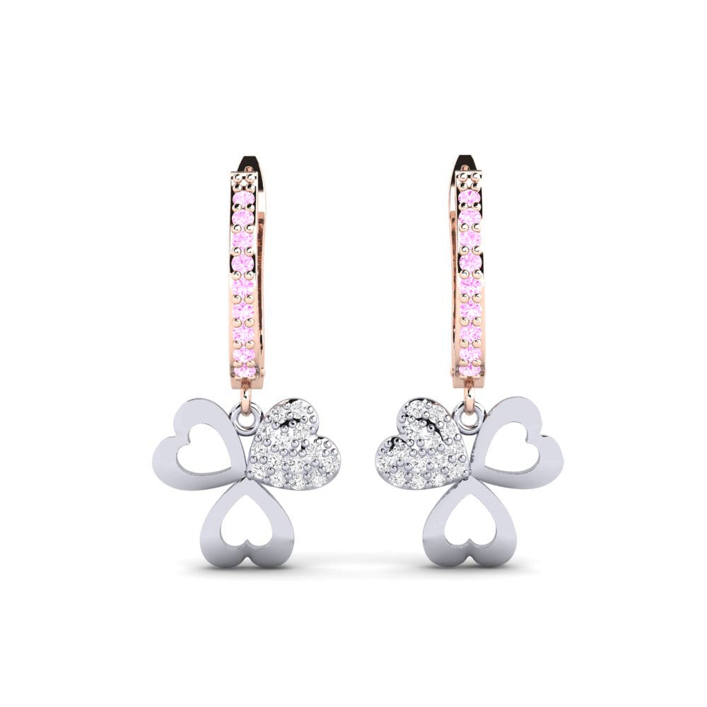 14ct Rose / White Gold Pink Sapphire Women's Earring Aloevera Mother