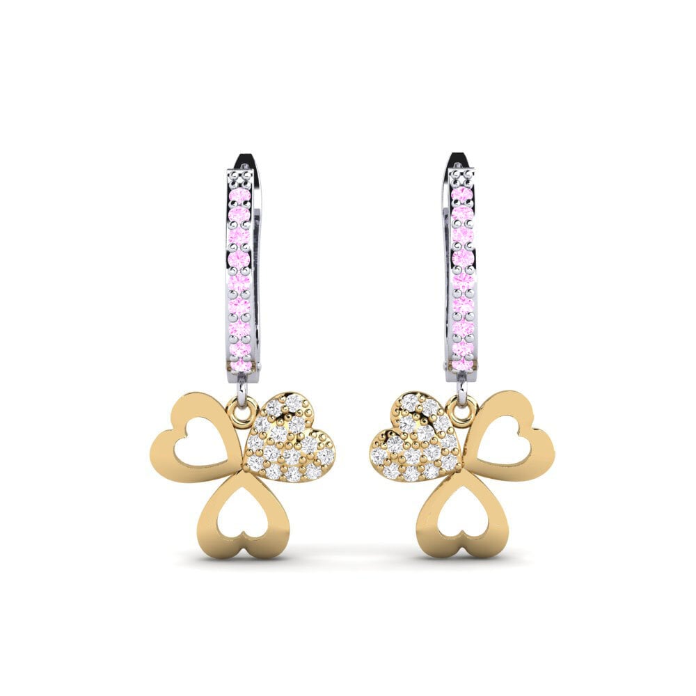 14ct White / Yellow Gold Pink Sapphire Women's Earring Aloevera Mother