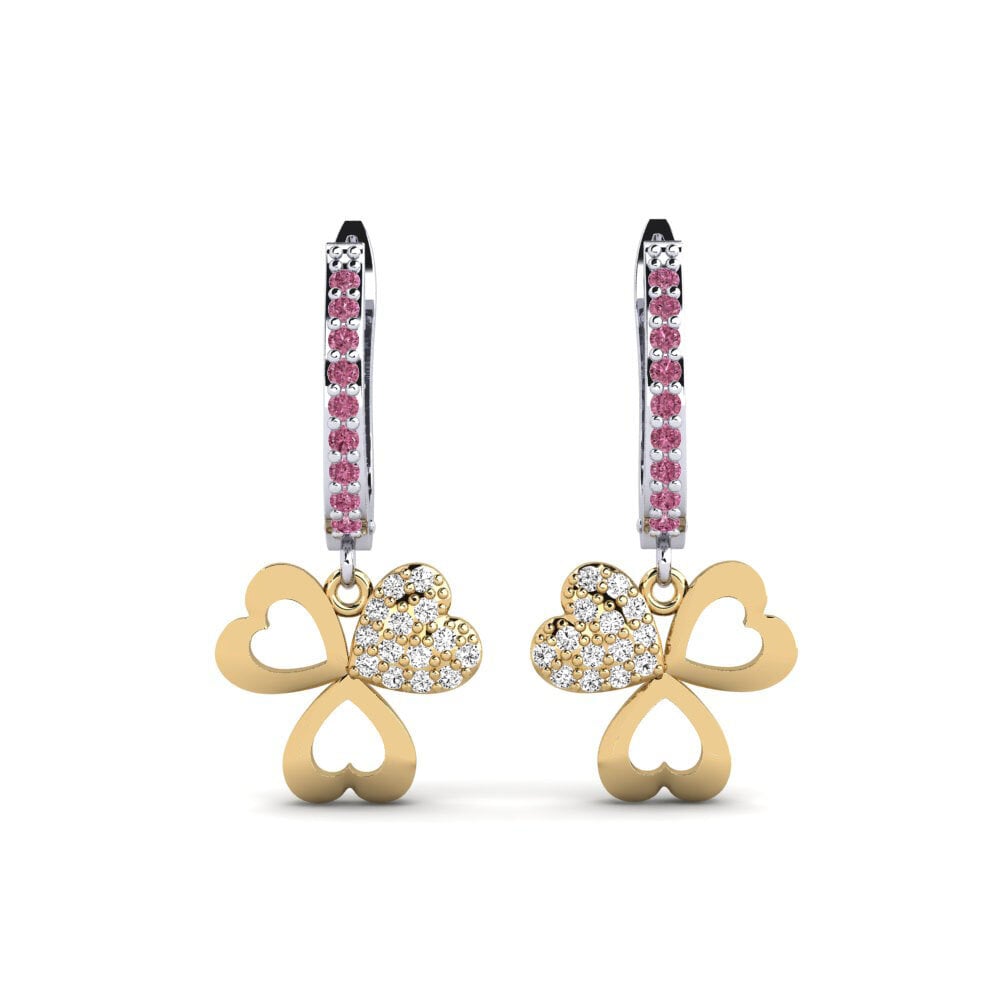 14ct White / Yellow Gold Rhodolite Garnet Women's Earring Aloevera Mother