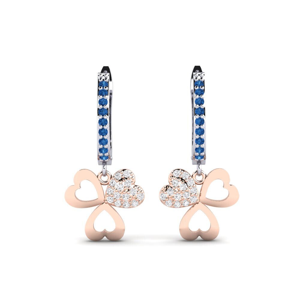 14ct White / Rose Gold Dark Blue Zirconia Women's Earring Aloevera Mother