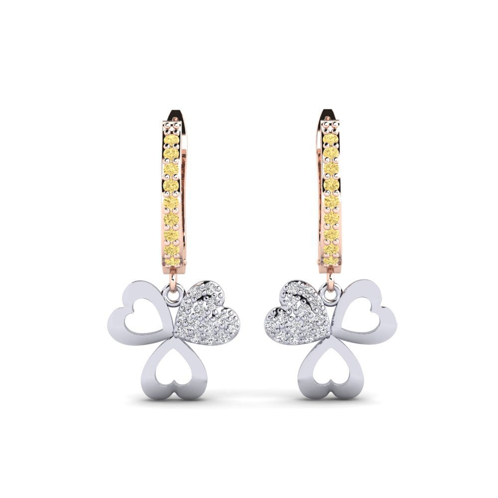 14ct Rose / White Gold Yellow Diamond Women's Earring Aloevera Mother