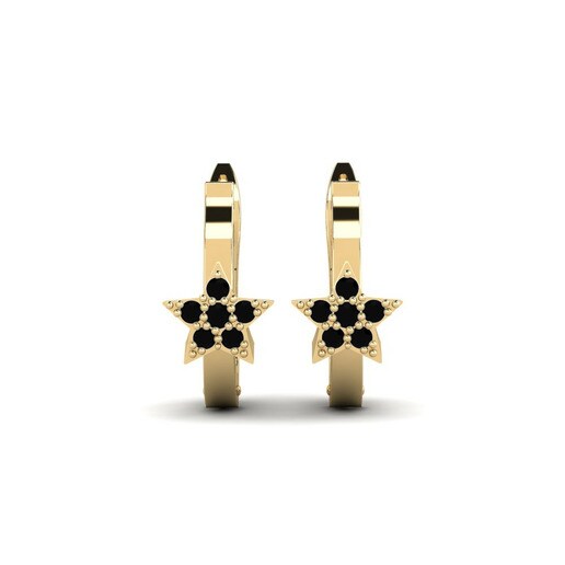 Earring Bucurie Daughter 585 Yellow Gold & Black Onyx