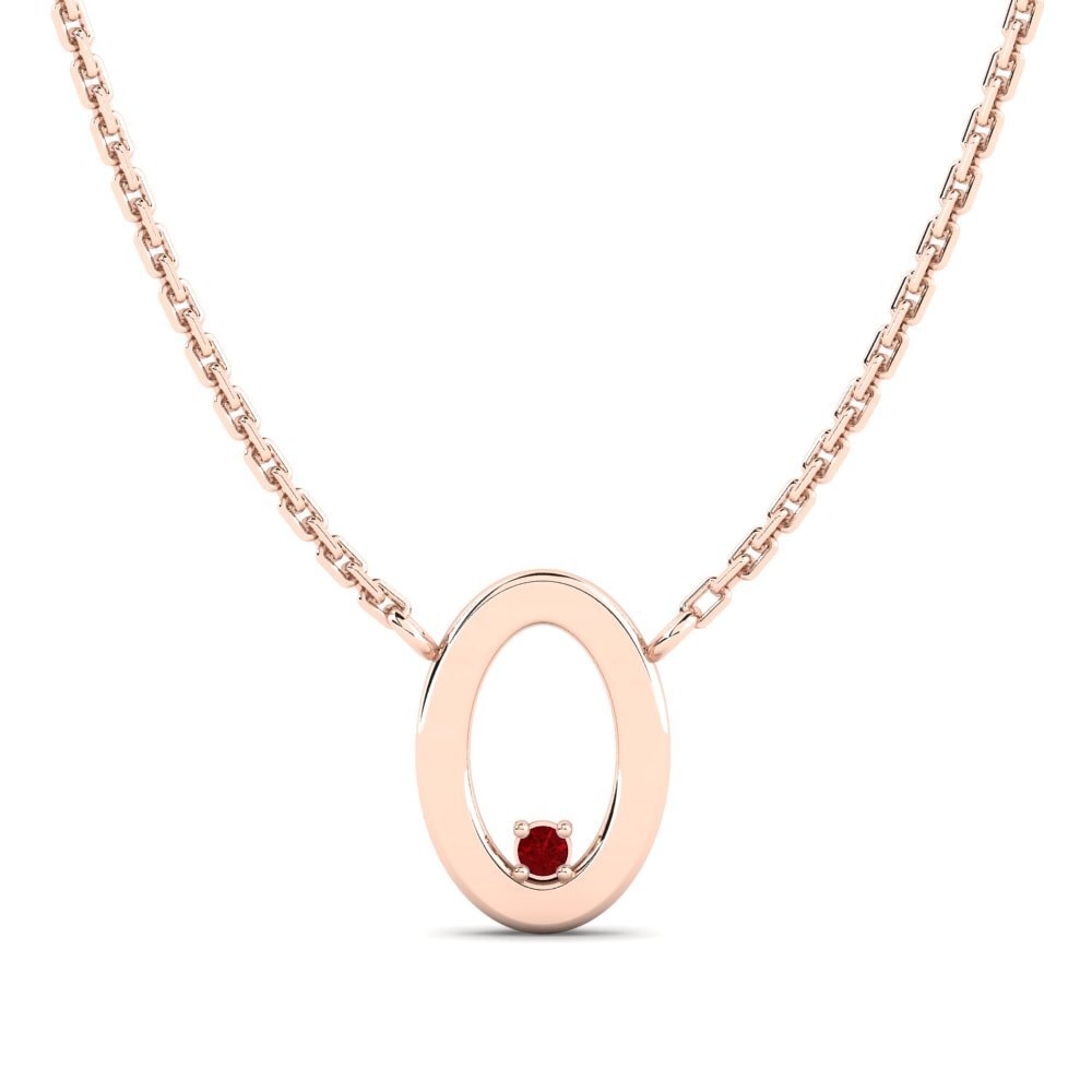 14k Oro Rosa Circonita Roja Collar Calathea Daughter