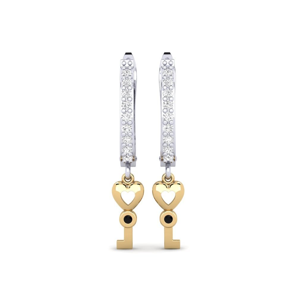 14ct White / Yellow Gold Black Sapphire Earring Echeveria Daughter
