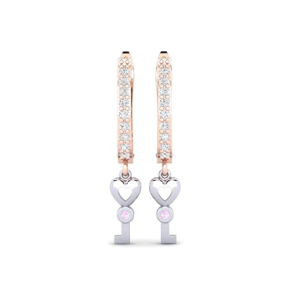 14ct Rose / White Gold Pink Sapphire Earring Echeveria Daughter