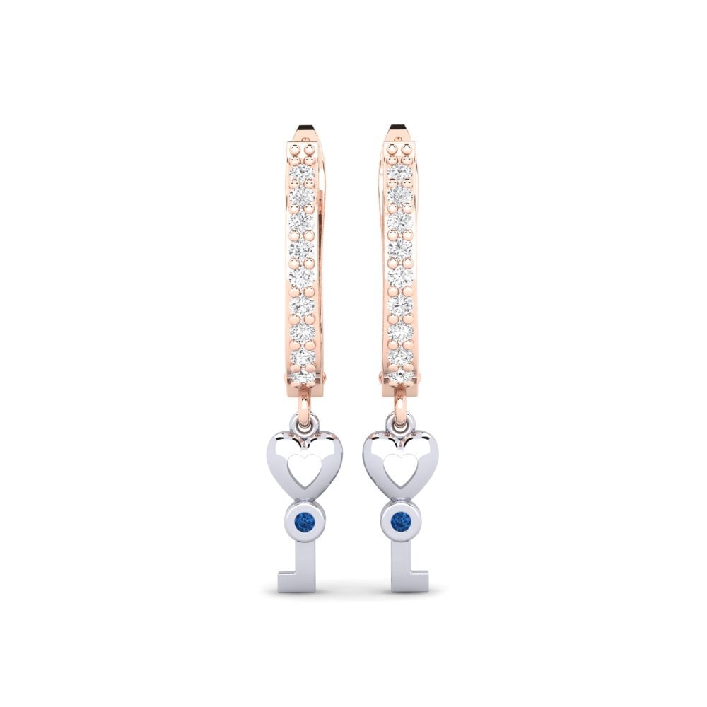 14ct Rose / White Gold Dark Blue Zirconia Earring Echeveria Daughter