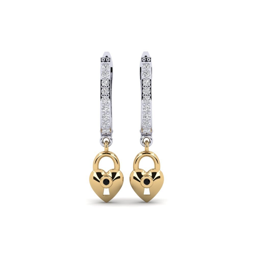 14ct White / Yellow Gold Black Diamond Women's Earring Echeveria Mother