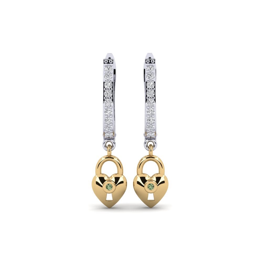 14ct White / Yellow Gold Green Diamond Women's Earring Echeveria Mother