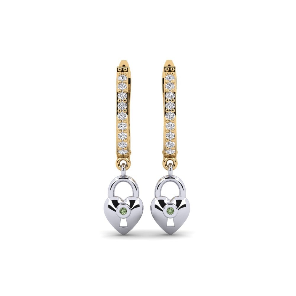 14ct Yellow / White Gold Green Diamond Women's Earring Echeveria Mother