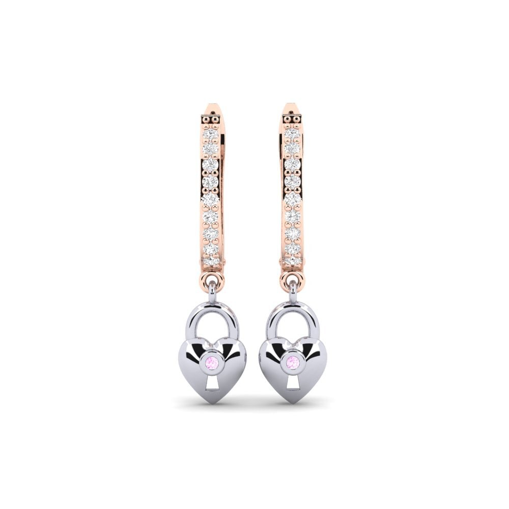 14ct Rose / White Gold Pink Sapphire Women's Earring Echeveria Mother
