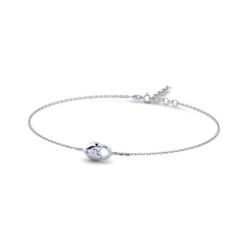 White Silver Amethyst Women's Bracelet Encyclia Mother