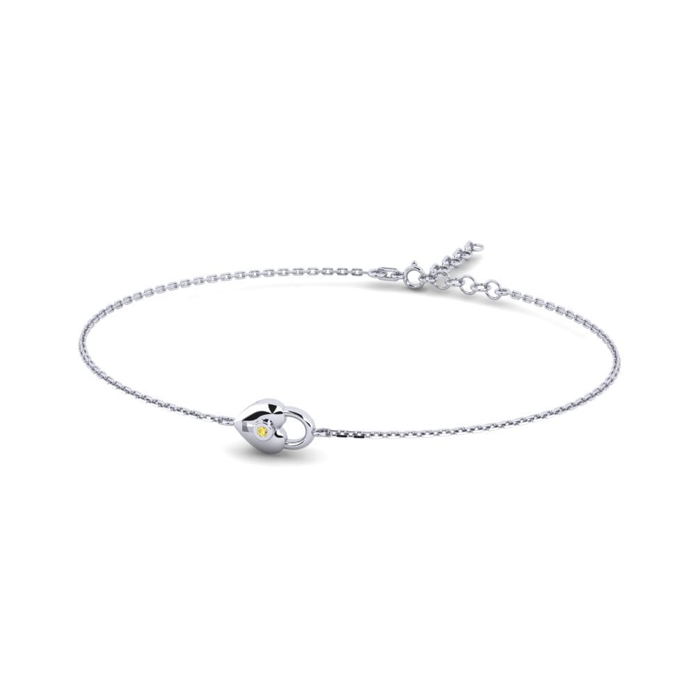 White Silver Yellow Sapphire Women's Bracelet Encyclia Mother