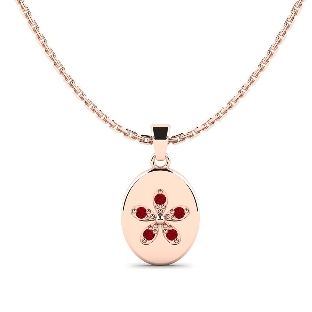 14k Oro Rosa Circonita Roja Colgante Farxad Daughter